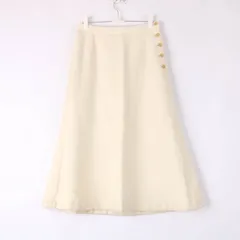 インゲボルグ フレアスカート ひざ下丈 秋冬 きれいめ オフィス アンゴラ・ウール混 ボトムス レディース Sサイズ ホワイト INGEBORG 【中古】