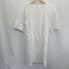 ◇ Flolia フロリア レース 半袖 膝下丈 ワンピース サイズＳ ホワイト レディース E  【1407180049871】