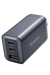 エレコム USB PD 充電器 65W 3ポート Type-C USB-A GaN採用 PPS対応 3台同時充電 折りたたみ式プラグ PSE技術基準適合 [iPhone 16 15 iPad Macbook パソコンなど対応] ブラック EC-AC6465B 