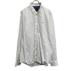 TOMMY HILFIGER 長袖 無地シャツ トミーフィルフィガー XXL ホワイト ビッグサイズ ボタンダウン 古着卸 アメリカ仕入 a702-5683のサムネイル