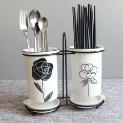 ★キッチンツール　キッチン収納　カトラリースタンド　陶器 北欧　スタンド　調理器具　収納 ツールスタンド 箸立てのサムネイル