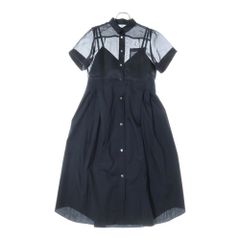 Sacai (サカイ) 21SS シースルーシャツ ドッキング ワンピース 21-05566 レディース ブラック