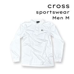 CROSS Sportswear クロススポーツウェア 長袖 ポロシャツ ワンポイント メンズ M ゴルフ スポーツ ホワイト