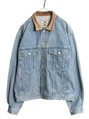 【お得なクーポン配布中!】 90s バナナリパブリック デニム ジャケット メンズ L / 90年代 オールド BANANA REPUBLIC ジージャン ブルゾン ジャンパー 襟 本革 レザー