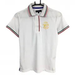 ★特価★【美品】キャロウェイ 半袖ポロシャツ 白×レッド ネック袖口ライン 襟裏ロゴ レディース M ゴルフウェア Callaway