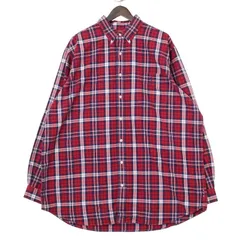 ポロラルフローレン 長袖ボタンダウンシャツ オックスフォード チェック柄 メンズUS-XXL レッド hsc-0022n
