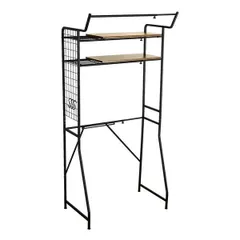 ランドリーラック ランドリー収納 65.4～90.4×49.5×180cm 棚板タイプ シャビーオーク ヴィンテージ 組立品 脱衣所 洗濯機〔代引不可〕