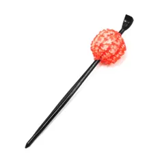 髪飾り 成人式 振袖 前撮り 袴 玉簪 玉かんざし オレンジ 橙色 黒 ちりめん風 鹿の子絞り ネオンカラー 簪 小さい かわいい 粋 No.10-4875