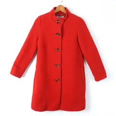 ナチュラルビューティーベーシック スタンドカラーコート ウール混 アウター レディース Mサイズ レッド NATURAL BEAUTY BASIC 【中古】