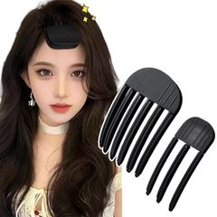 【数量限定】ブラック 2個セット 2個セット (新モデル ヘアスタイリングツール トップの毛根ふわふわクリップ、 標準サイズ) 便利 ヘアドライヤーで毛根をスタイリング プラスチック ヘアカーラー 前髪 前髪 ふんわり スタイリングコーム 根元櫛 根元立ち上げ
