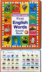 Femtos 英単語サウンドブック 基礎英単語 モンテッソーリ おしゃべりブック 464語 音楽6曲 動物 果物 野菜 虫 乗り物 自然など 音がでる絵本 英語フラッシュカード 幼児 プリスクール 小学生 幼児教育 幼児英語 知育玩具