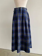 Kelen リネンチェックフレアスカート ESKA CHECK LKL23WSK2015　ブルーS