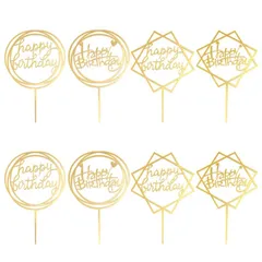 【在庫セール】Happy Birthday ケーキデコレーション 金色のケーキ飾り誕生日パーティー ケーキ挿入カード ケーキ装飾用品 誕生日ケーキ飾り ハッピーバースデー ケーキトッパー 12点セット（4種類） LIKENNY