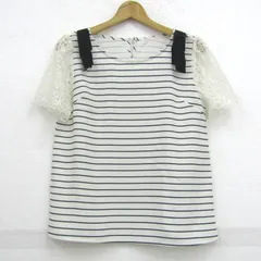 フェルゥ 半袖Ｔシャツ トップス カットソー レース ボーダー柄 レディース 2サイズ 白×濃紺 Feroux 【中古】のサムネイル