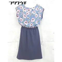 ◇ Liala×PG 花柄 ウエストゴム フレンチスリーブ ロング ワンピース サイズM ネイビー マルチ レディース 【中古】 【1103090021081】