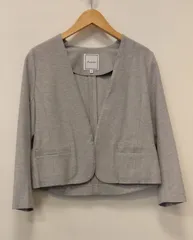 M2　アナトリエ　anatelier　ジャケット　ノーカラージャケット　秋冬物　おすすめ　38　Мサイズ　グレーカラー　無地　丈短め