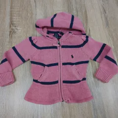 美品　RALPH LAUREN　キッズ　ジップアップニット　パーカー　ピンク系　12M(80)サイズ