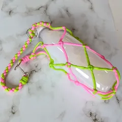 パラコード ボトルホルダー ドリンクホルダー ペットボトル ホルダー バンドメイド 推しカラー  500ml ピンク 蛍光 グリーン