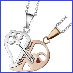 カップルジュエリー カップル ボーイフレンドとガールフレンドのためのカップルネックレス. ペアルック ハート型 鍵カップルネックレス ステンレス鋼 ペア 愛好家 1 パズル [MUCKLILY]