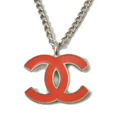 シャネル ネックレス/ペンダント CHANEL ココマーク/CC コーラルオレンジ/シルバー