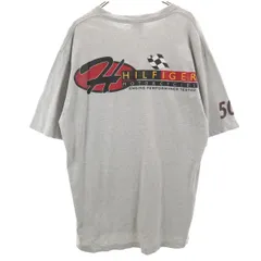 TOMMY HILFIGER トミーヒルフィガー 90s USA製 オールド バックプリント 半袖 Tシャツ L グレー メンズ 古着