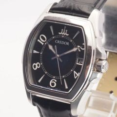 稼動品 新品電池 セイコー SEIKO CREDOR 8J82-0AC0 クオーツ デイト ブラック文字盤 メンズ腕時計