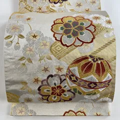 503y10☆袋帯 花唐草 菊 桜 松 鹿の子 金糸 唐織☆美品 成人式 結婚式 503y10☆袋帯 花唐草 菊 桜 松 鹿の子 金糸 唐織☆美品 成人式