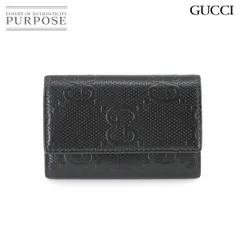 新品同様 グッチ GUCCI GGエンボス 6連 キーケース レザー ブラック 625565 シルバー 金具 Key Case 90232013