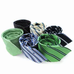 バーバリーブラックレーベル BURBERRY BLACK LABEL レギュラー ネクタイ 6点セット 絹 シルク バイアスストライプ柄他 青系他 /UO