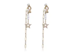 イヤリング レディース 星 パール 小豆チェーン ジュエリー アクセサリー シンプル カジュアル 大人 ワンポイント 女性用