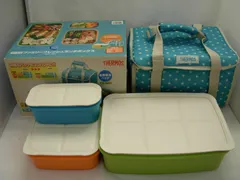【中古】THERMOS ファミリーフレッシュランチボックス ドットブルー DJF-4001 D-BL