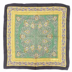 Christian Dior クリスチャンディオール 総柄 シルク 大判 スカーフ ストール 小物 ブラック 黒 マルチカラー レディース 【中古】