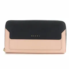 マルニ MARNI イタリア製 長財布 サフィアーノレザー ラウンドファスナー ロゴ 黒 ブラック ピンク /XZ ■GY1のサムネイル
