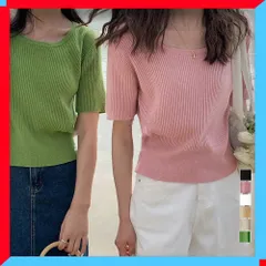 新品 サマーニット レディース 半袖シンプルニットTシャツ 黒 夏ニット オフィスカジュアルに最適 【送料無料】