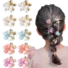 ★即日発送★LIKENNY ミニヘアクリップ ヘアピン 花 前髪クリップ 真珠のヘアクリップ ヘアアクセサリー 可愛い 髪飾り バンスクリップ 髪留め 子供 誕生日 卒業式 入学式 結婚式 (5色10個入り)