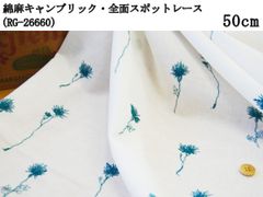 綿麻キャンブリック・全面スポットレース（RG-26660）50cm　花柄　刺繍　生地