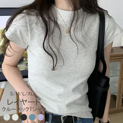 未使用 半袖tシャツ レディース tシャツ 半袖 トップス Tシャツ クルーネック 春夏 カットソー 袖短い プチハイネック コットン 無地 綿 フ
