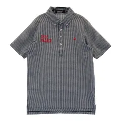 サイズ：M LE COQ GOLF ルコックゴルフ  ボタンダウン 半袖ポロシャツ シアサッカー チェック柄 ブラック系 [240101351866]# ゴルフウェア メンズ ストスト