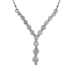 Pt900 Pt850 ネックレス ダイヤモンド 0.50ct ラウンド Y字 グラデーション カットボールチェーン 41cm【新品仕上済】【zz】【中古】