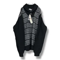 未使用 タグ付き barassi バラシ ショルカラー クロスボールボタン アンゴラ混 ニット　プルオーバー セーター 長袖 トップス 参考価格34000円 メンズ サイズ48 ブラック系 秋 ゴーゴー古着マルイファミリー溝口店 久K652Yのサムネイル