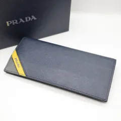 H385 PRADA プラダ サフィアーノ  2MV836  長財布 メンズ ネイビー H385