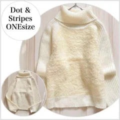 【美品♪】dot & stripes あぜ編みソフトモール切り替えニット FREE SIZE 長袖　ニット　セーター B135のサムネイル