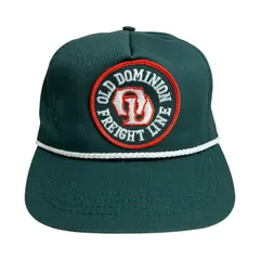 【キャップ/帽子】USA製 80s OLD DOMINION FREIGHTLINE (オールド・ドミニオン・フレイトライン)  トラッカーキャップ　ワッペン　ビンテージ グリーン　緑　オレンジ　橙　ホワイト　白