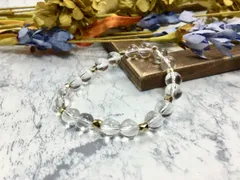 パワーストーン ブレスレット 水晶 ゴールド　天然石 （シンプル）メンズ・レディース　男性・女性　数珠ブレス　開運  [5]