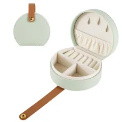 新品 [Queen-b] アクセサリー 収納 ケース コンパクト 持ち運び ジュエリー ボックス 携帯用 かわいい トラベル ポーチ ミニ 小さい お出かけ 旅行 指輪 ピアス ネックレス (グリーン)