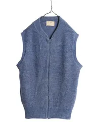 【お得なクーポン配布中!】 80s USA製 エルエルビーン フルジップ ウール ニット ベスト メンズ レディース M 古着 ヴィンテージ LLビーン 重ね着 前開き LLBEAN 無地