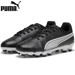 【サイズ選択可】PUMA プーマ ジュニア サッカースパイクシューズ キングマッチ MID HG+ JR 107574-01 ブラック×ホワイト KING MATCH HGプラス フットサル ジュニア キッズ 新品【サードウェイブ ゴルフ＆スポーツ】