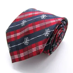 タカキュー ブランド ネクタイ シルク チェック柄 格子柄 総柄 PO メンズ レッド TAKA Q 【中古】