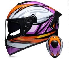 公道使用不可 LVS安全オートバイヘルメットフルフェイスデュアルレンズレーシングヘルメット道路ヘルメット 防寒B