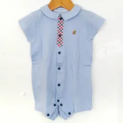 ファミリア ツナギ つなぎ オールインワン ロンパース 半袖 ベビー 男の子用 70サイズ ブルー Familiar 【中古】